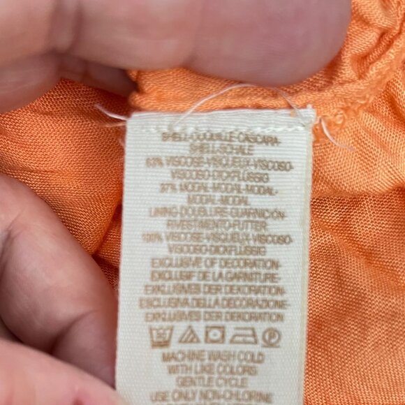 Free People Orange Coral Bronze Embroidered Boho Weekend Brunch Dress Size Large - Picture 7 of 8